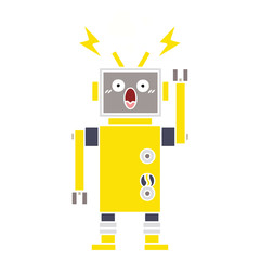 flat color retro cartoon robot