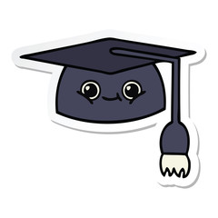 sticker of a cute cartoon graduation hat