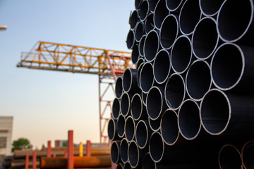 metal pipes against the sky