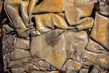 pressed scrap metal with traces of rust