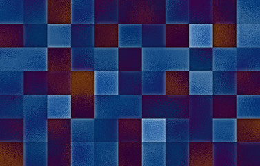 Fototapeta premium Abstract bright blue and red brown gradient pale glass geometric square blocks texture background