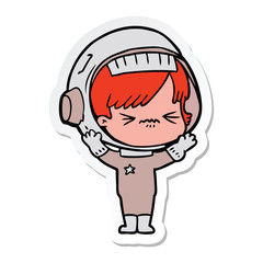 sticker of a cartoon astronaut woman