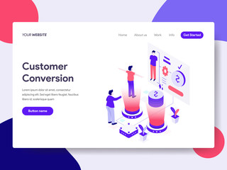 Landing page template of Customer Conversion Illustration Concept. Isometric flat design concept of web page design for website and mobile website.Vector illustration