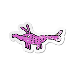 retro distressed sticker of a cartoon shrimp