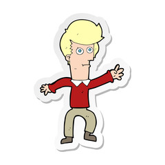 sticker of a cartoon man waving