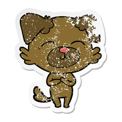 distressed sticker of a cartoon dog