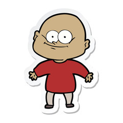 sticker of a cartoon bald man staring