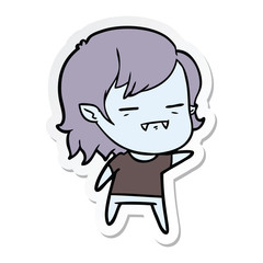 sticker of a cartoon undead vampire girl pointing