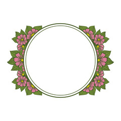 Vector illustration beauty crowd pink flower frames blooms hand drawn