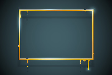 creative golden melting frame 3d flowing art flux square gold drop leak abstract banner template design template vector illustration