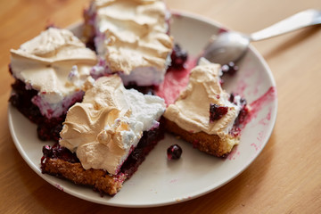 berry dessert with black currant and meringue