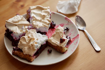 berry dessert with black currant and meringue