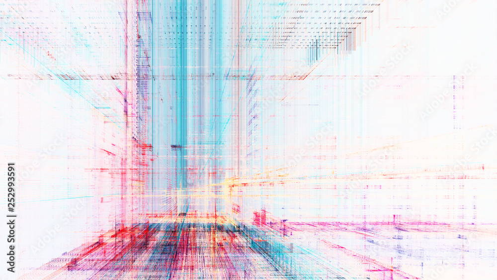 Poster abstract background. digital data visualization. 3d illustration based on fractal graphics.