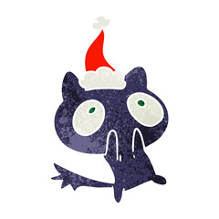 christmas retro cartoon of kawaii cat