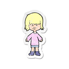 retro distressed sticker of a cartoon girl