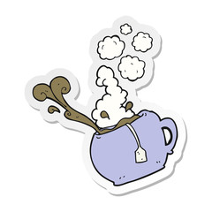 sticker of a cartoon cup of tea
