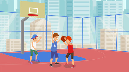 Obraz na płótnie Canvas Vector Flat Basketball Game School Cup Basketball.