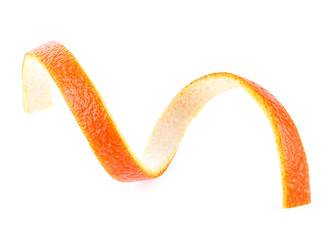 Curl orange peel isolated on a white background