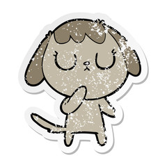 distressed sticker of a cute cartoon dog