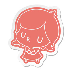 cartoon sticker of a cute kawaii girl