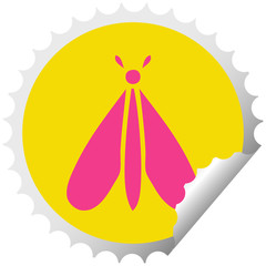 circular peeling sticker cartoon moth bug