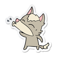 Fototapeta premium sticker of a howling wolf cartoon