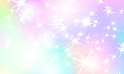 Unicorn rainbow background. Holographic sky