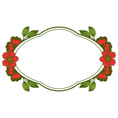 Vector illustration card decor with red wreath frames blooms hand drawn