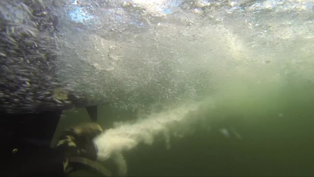 Propeller under water - hig speed - under water - outboard - boat - water