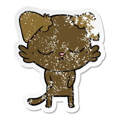distressed sticker of a cute cartoon dog