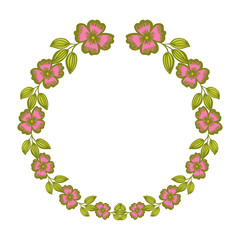 Vector illustration decor drawing pink flower frame hand drawn