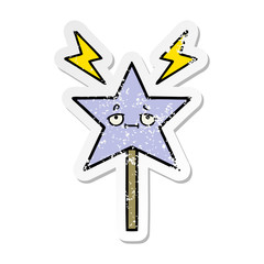 distressed sticker of a cute cartoon magic wand
