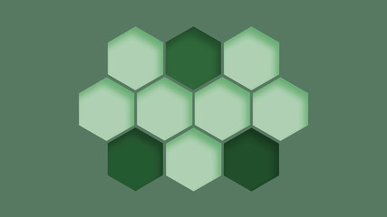 Abstract green background with green hexagons