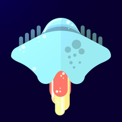 Alien spaceship. Flat style.