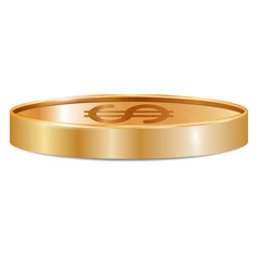 Gold coin vector illustration. Realistic metal coin.