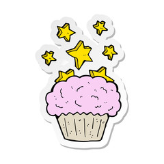 sticker of a cartoon magical cupcake