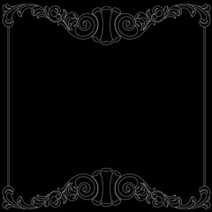 Vintage border frame engraving with retro ornament pattern in antique baroque style decorative design. Vector