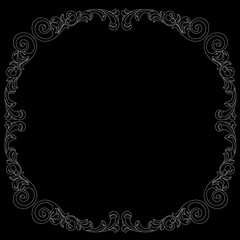 Vintage border frame engraving with retro ornament pattern in antique baroque style decorative design. Vector