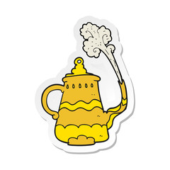 sticker of a cartoon fancy coffee pot