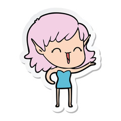 sticker of a cartoon elf girl