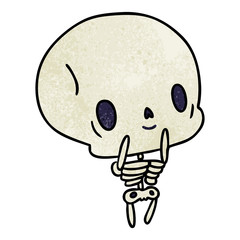 textured cartoon kawaii cute dead skeleton