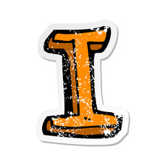 retro distressed sticker of a cartoon letter