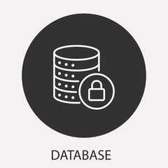 Data security line vector icon. Round button.