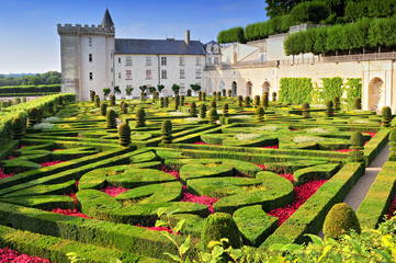 Villandry Castle with garden Indre et Loire Centre France. - obrazy, fototapety, plakaty