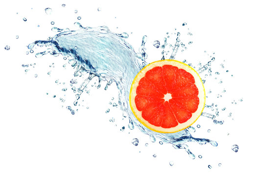 grapefruit splashing water isolated on white © slawek_zelasko