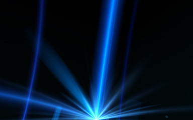 Lighting Abstract blue digital lens flare.Flare laser on black background.Glow light effect. Star burst with sparkles. Abstract ray bright motion background