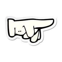 sticker of a cartoon pointing hand