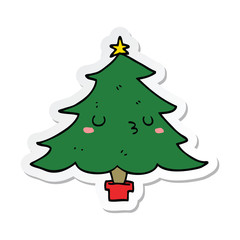 sticker of a cute cartoon christmas tree