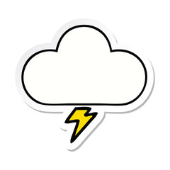 sticker of a cute cartoon thunder cloud
