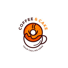 coffee cup logo designs concept with cake logo designs on the top